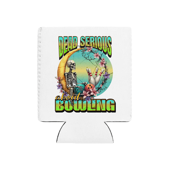 Dead Serious About Bowling Skeleton Whimsical Moonlight Coozie product image (1)