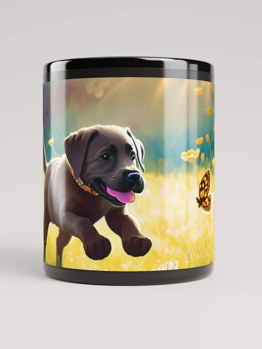 Floral Fetch: Black Glossy Mug for Dog Lovers gift mug product image (1)