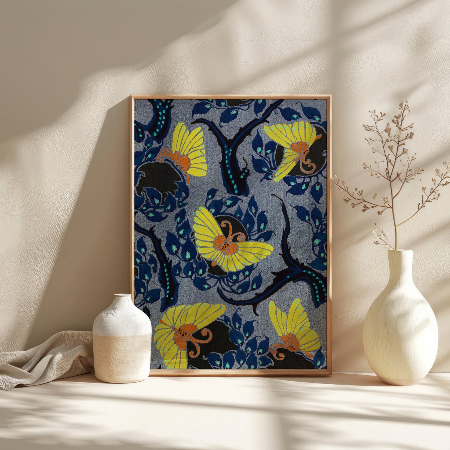 Art Nouveau Butterfly Pattern Vintage Textile Art Print product image (28)
