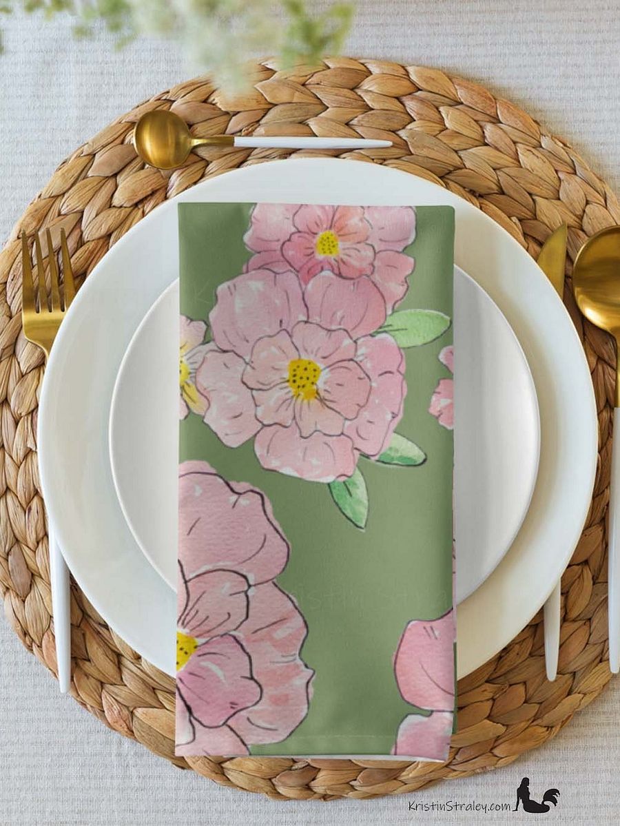 Gingham Blossoms Cloth Napkins Set of 4 product image (5)