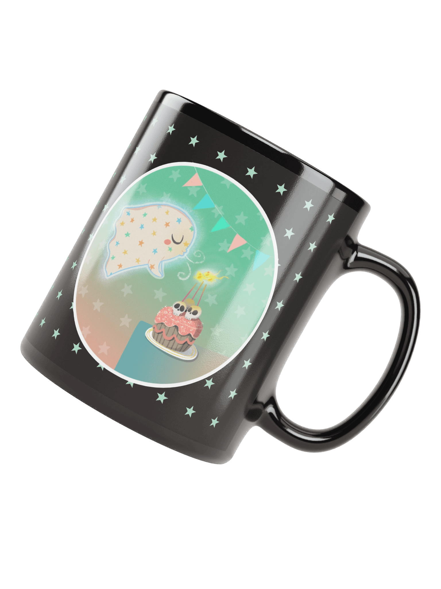 Pastel Little Ghost Birthday Cake - Black Ceramic Birthday Mug product image (6)