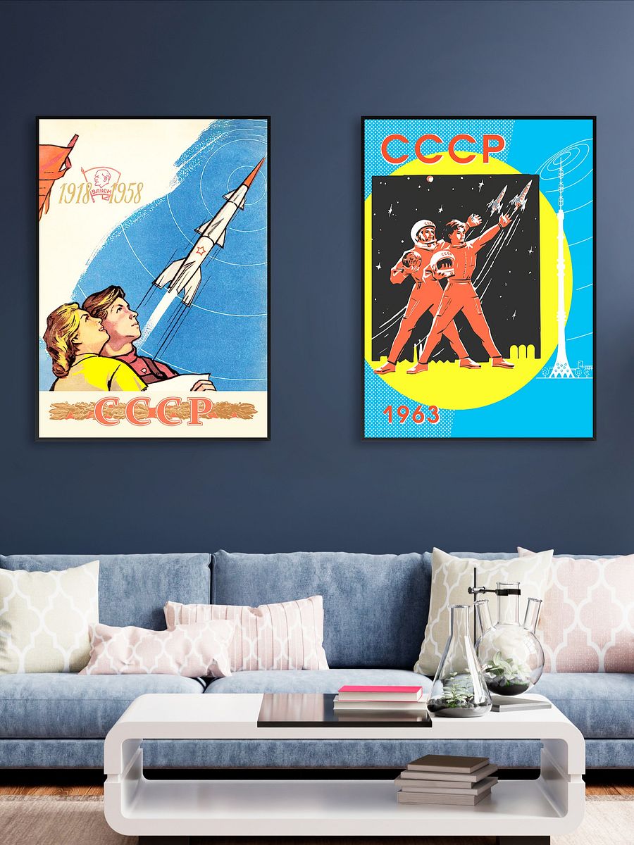 Soviet space, USSR 1963 — Soviet vintage space art poster, soviet retro poster product image (4)