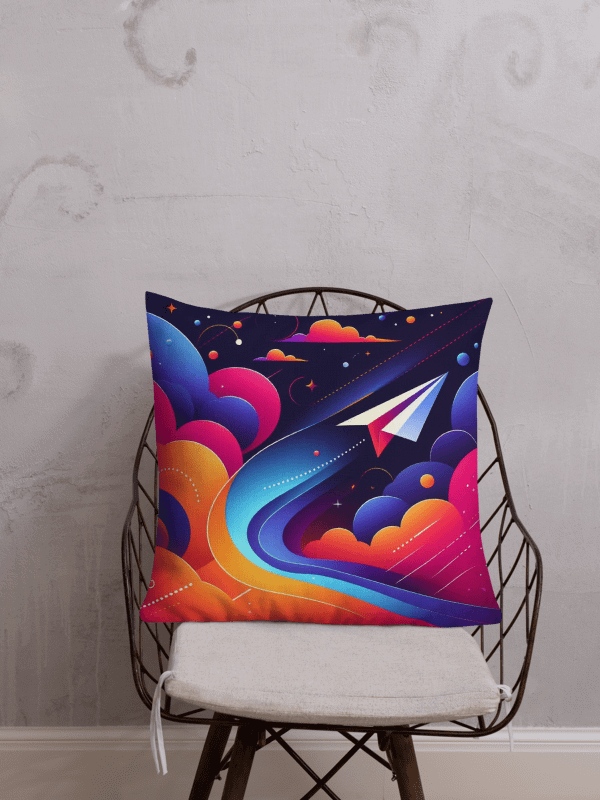Cosmic Dream All-Over Print Pillow | AI design paper airplane product image (1)