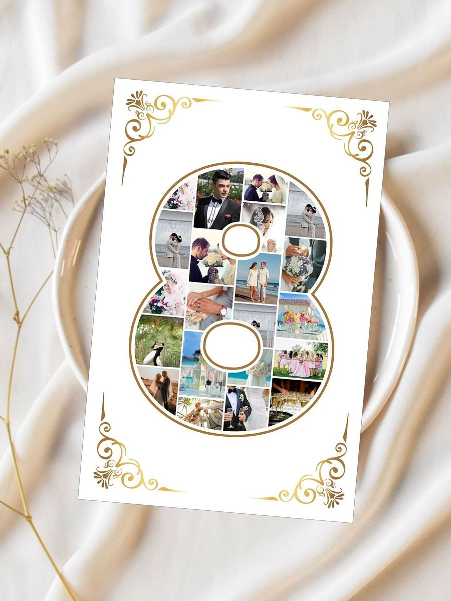Eight Year Celebration Card Photo Collage Canva Template product image (3)
