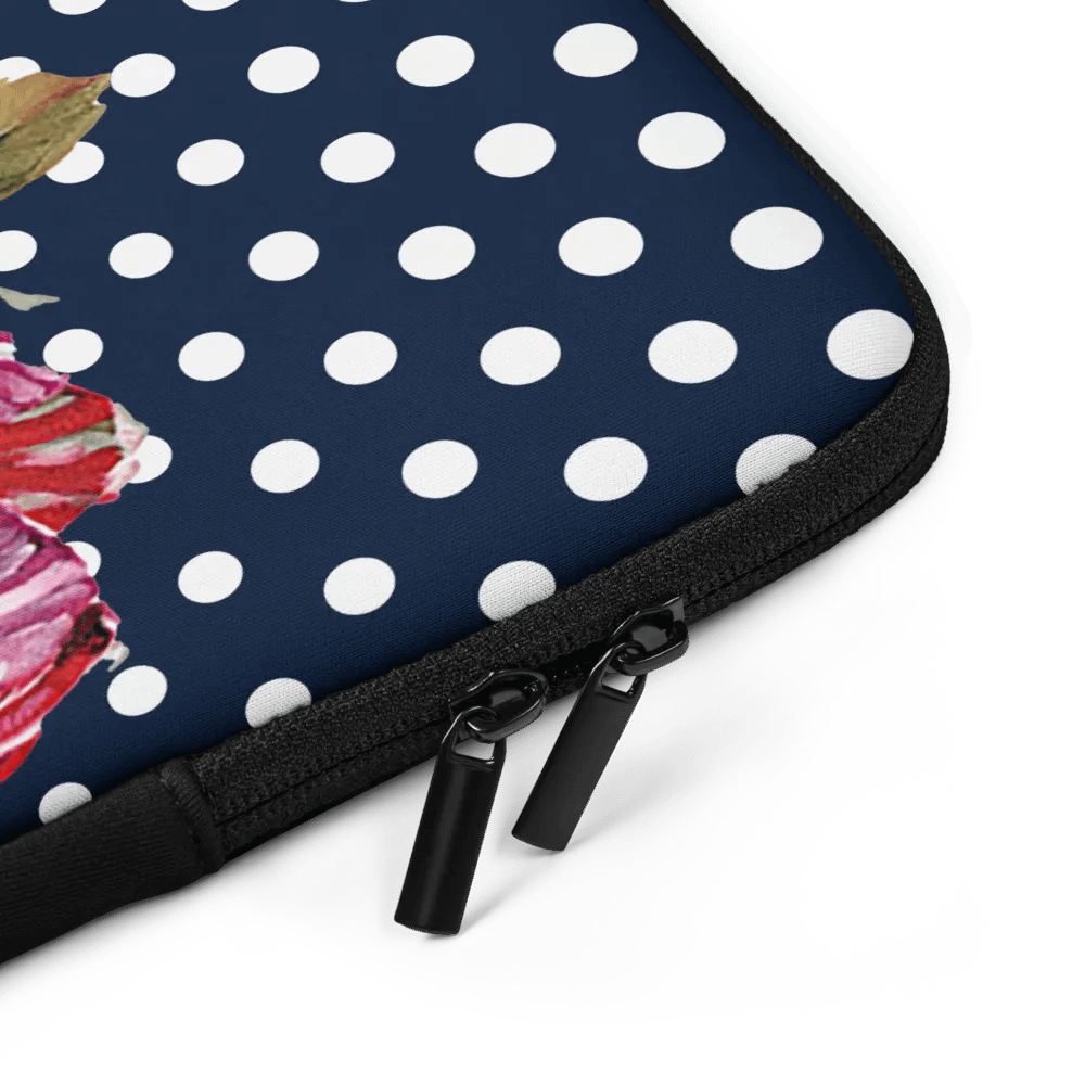 Navy/white Polka Dots Floral Laptop Sleeve product image (5)