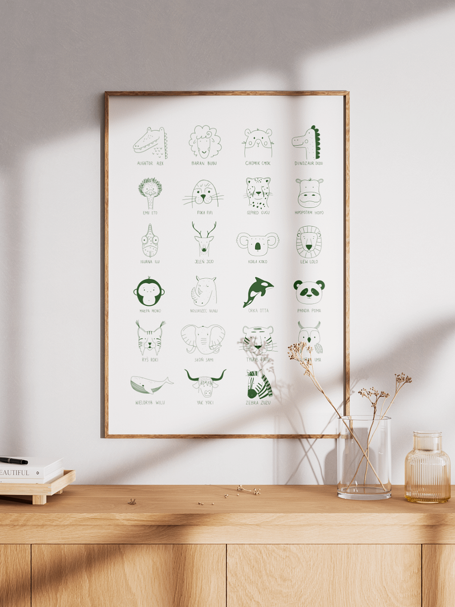 Plakat Zwierzęta A-Z - Plakat z Rysunkami Zwierząt - Plakat Dla Dzieci - Pliki Do Druku product image (5)