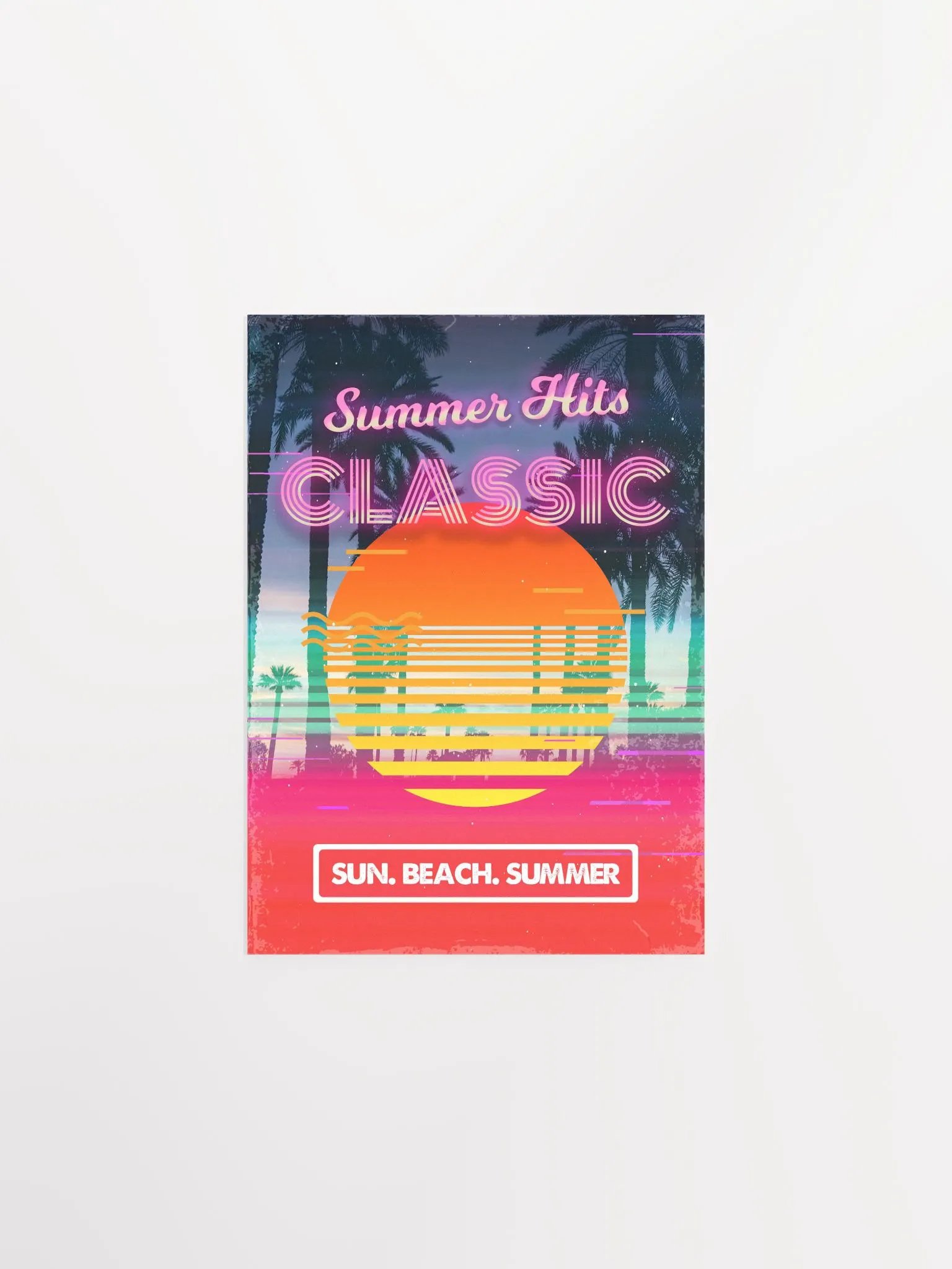 Retrowave poster: Classic Summer Hits [retrowave/vaporwave/synthwave] — aesthetic poster, retrowave art print, neon poster, 80s poster product image (6)
