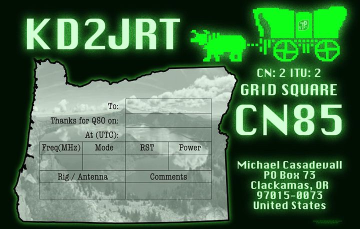KD2JRT QSL Card - Oregon Trail Design product image (1)