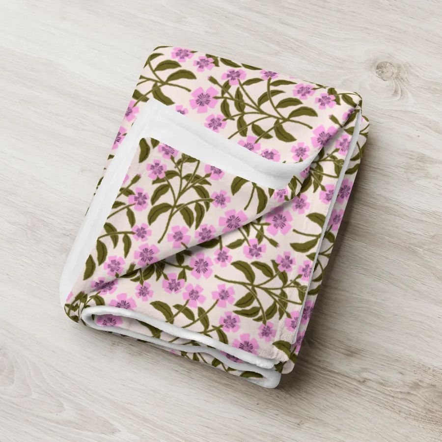 Campion Trails - Pink and Forest Green - Throw Blanket product image (7)