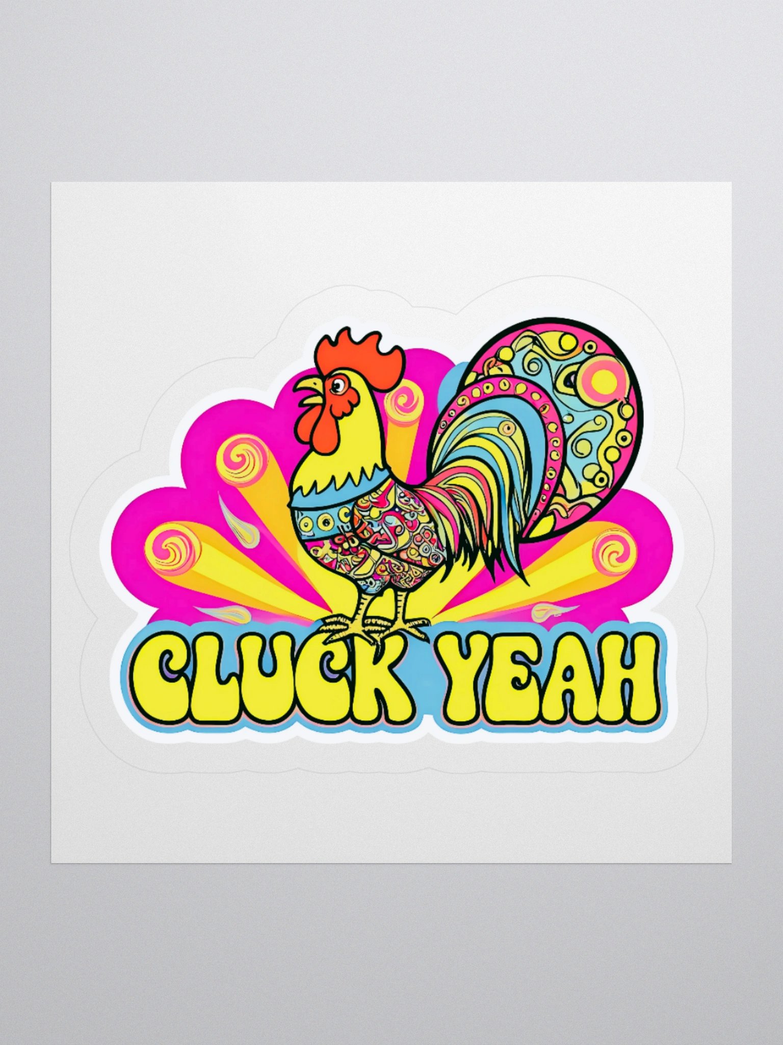 Psychedelic Rooster Kiss Cut Stickers product image (1)