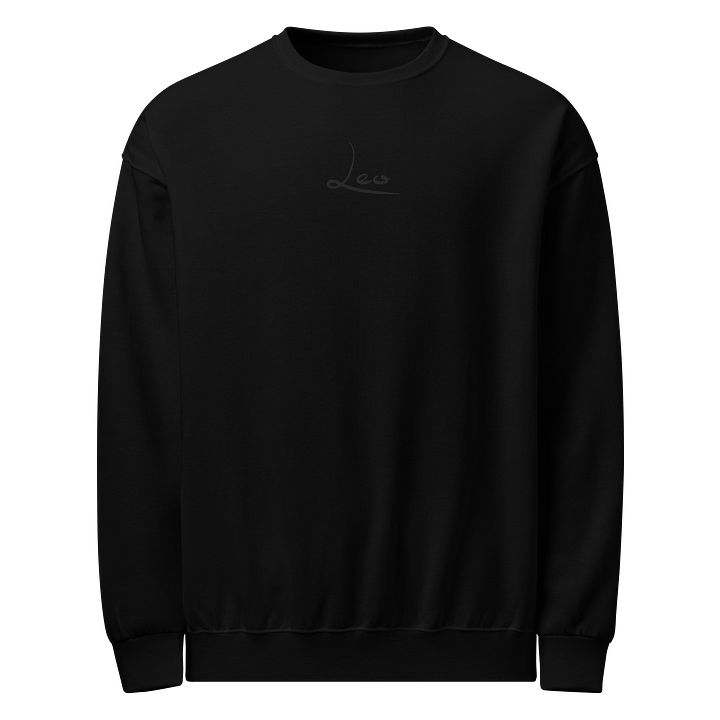 Leo Embroidered Black on Black Long Sleeve Unisex Zodiac Sweatshirt Top product image (1)