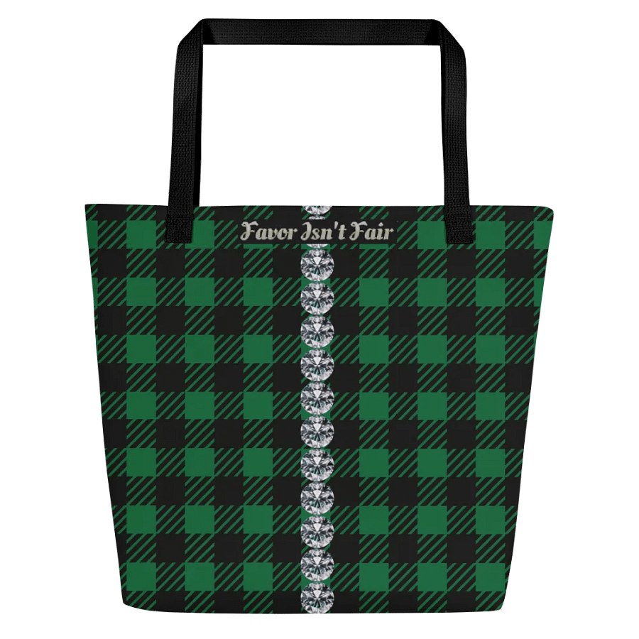 Green Plaid Geometric with Diamonds BBG Tote Bag with Pocket product image (2)