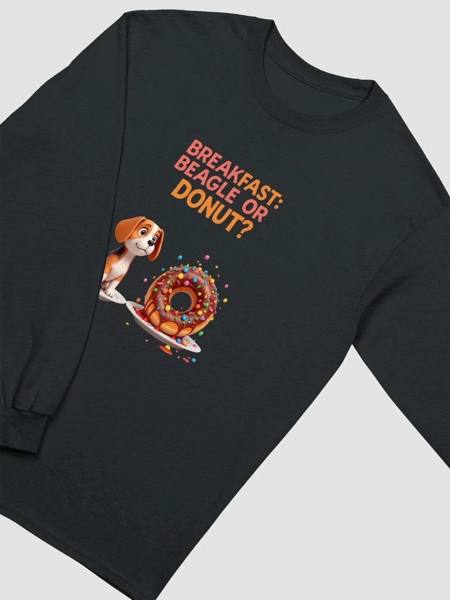 Beagle vs Donut Cartoon Long Sleeve Tee product image (35)
