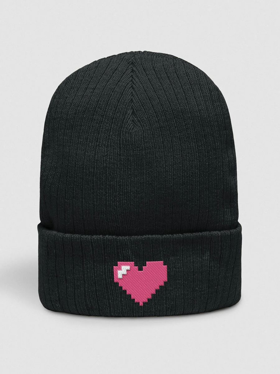 Pixel Heart Rib Knit Beanie product image (1)