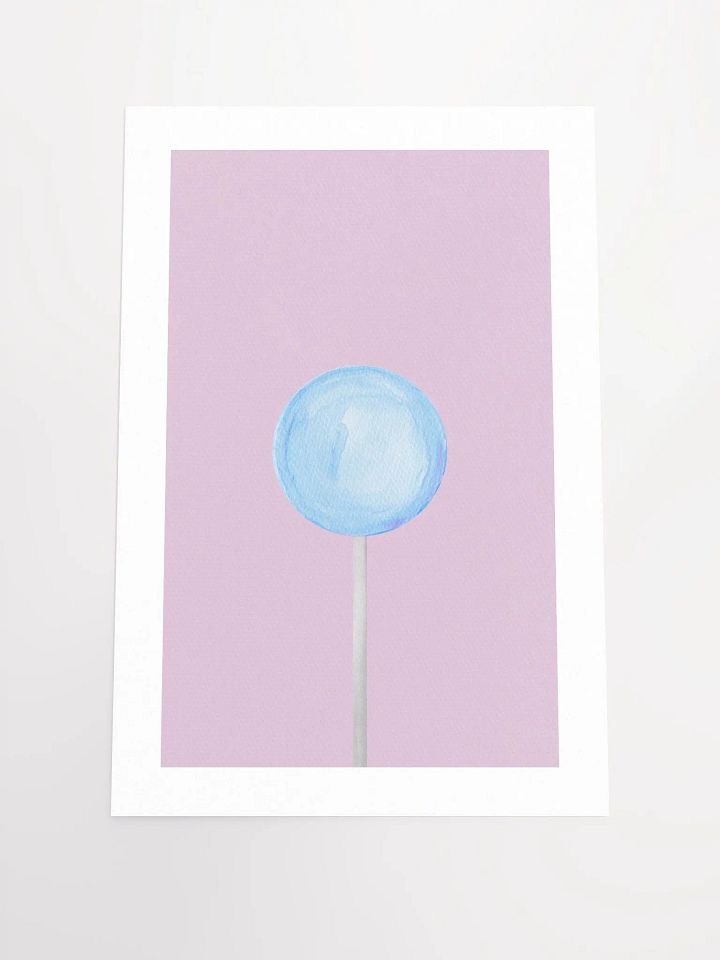 Minimalist Blue Lollipop on Lavender Background Wall Art product image (1)
