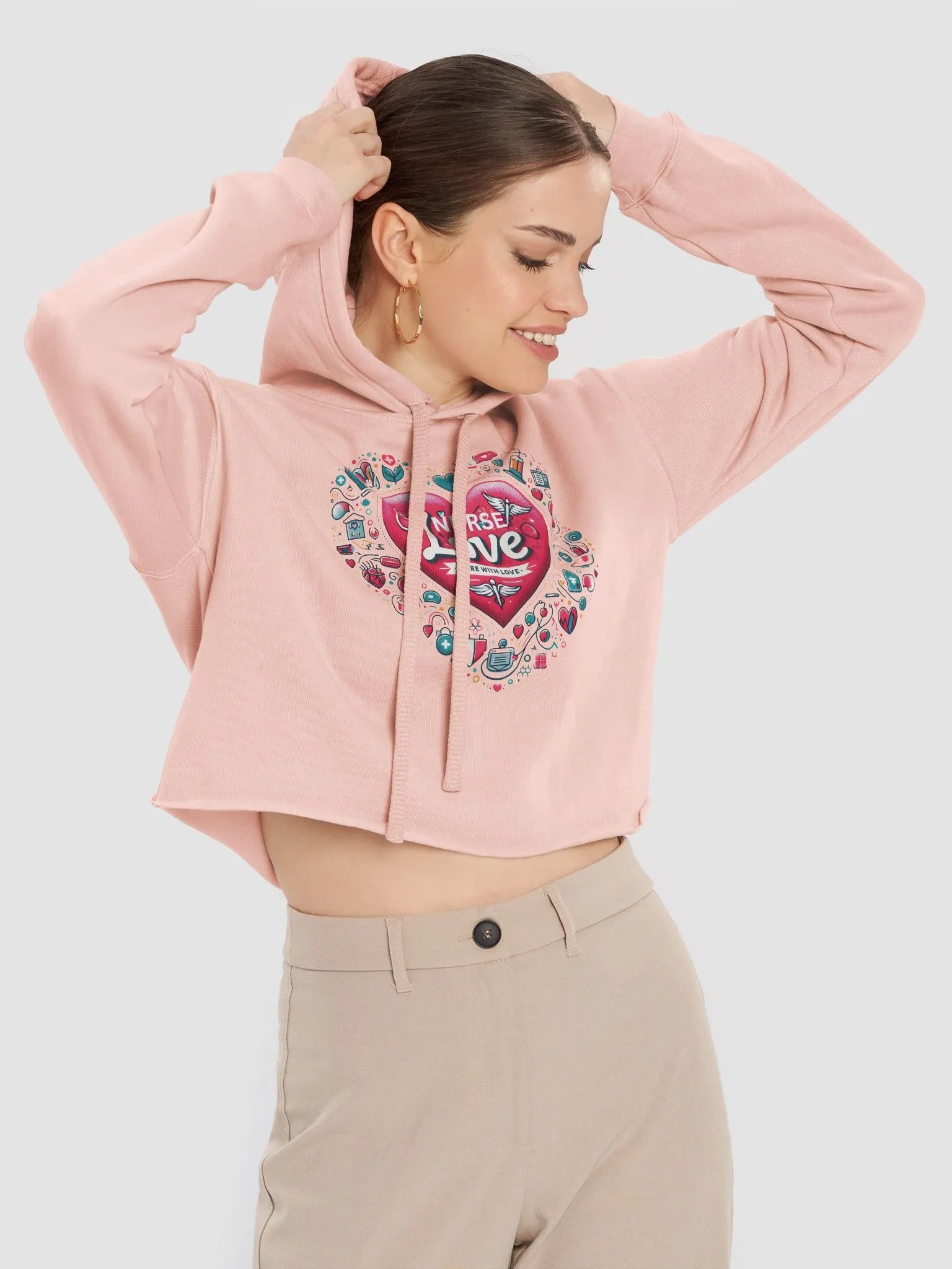 Nurse Love Heart Crop Hoodie product image (5)