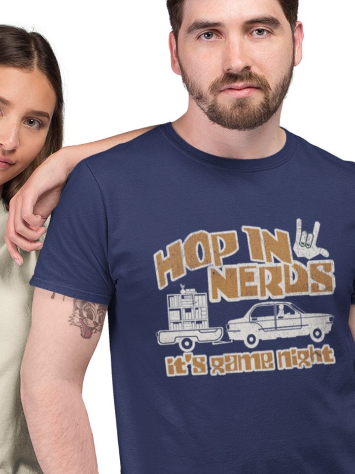 Nerdy Retro Shirt for Board Gamers, Board Game Night T-shirt in Blue product image (1)