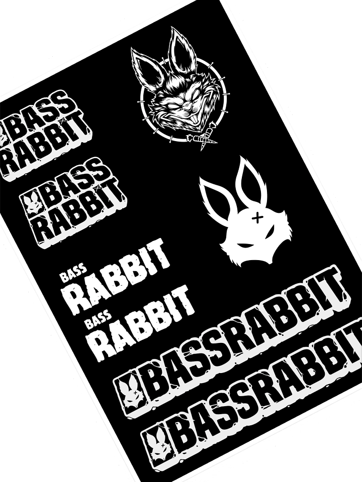 Bass Rabbit Sticker Sheet White product image (1)
