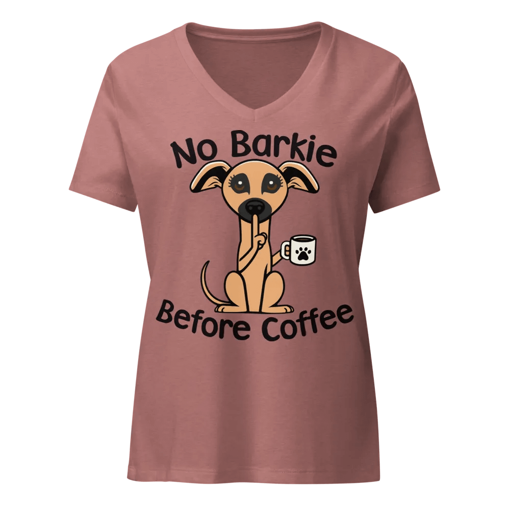 No Barkie Before Coffee Little Brown Dog - Women's Relaxed V-Neck T-Shirt product image (1)