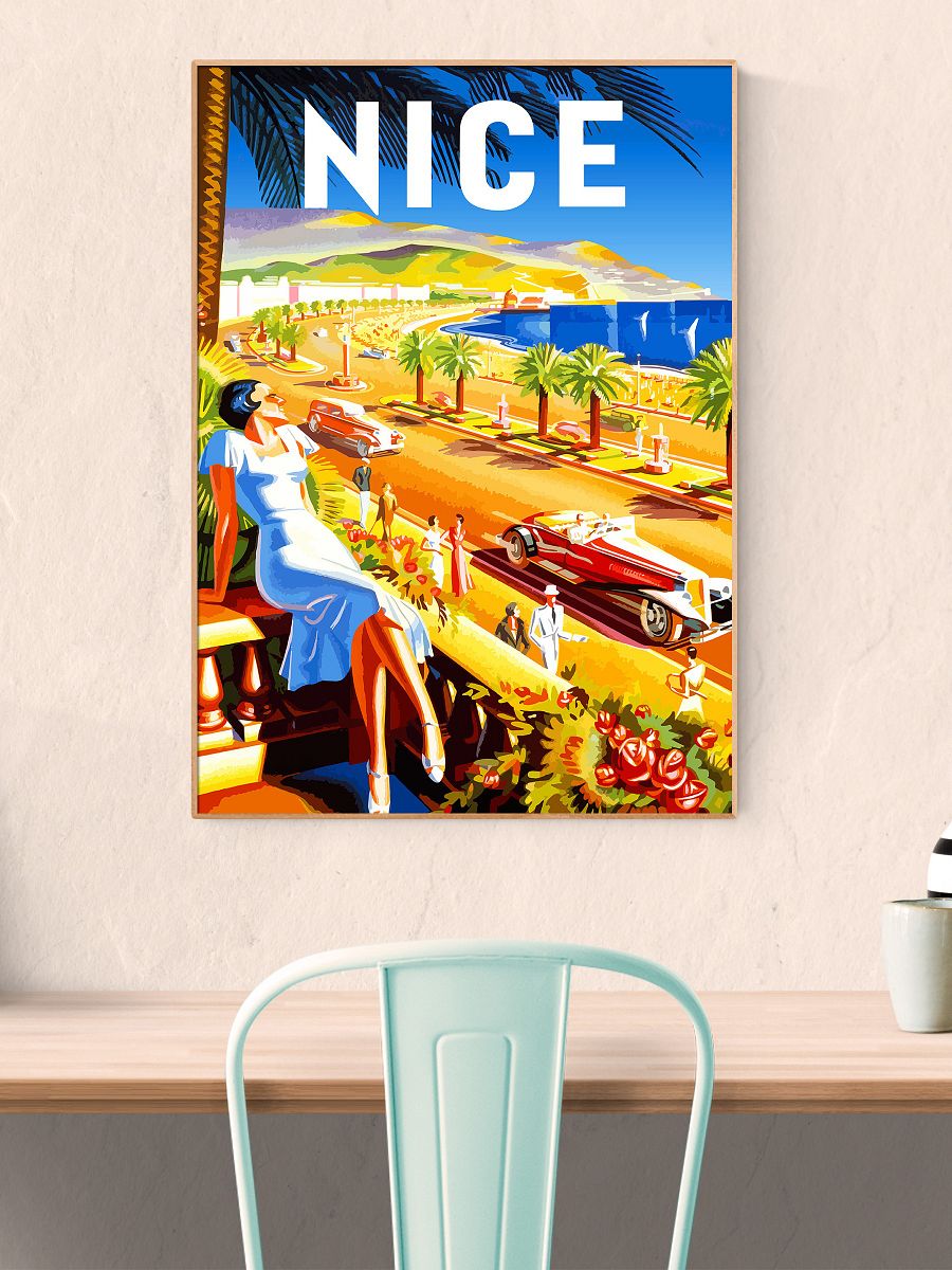 Nice, France, 1930 — retro vintage travel poster, art deco poster, art deco print, art deco wall art, vintage poster product image (2)
