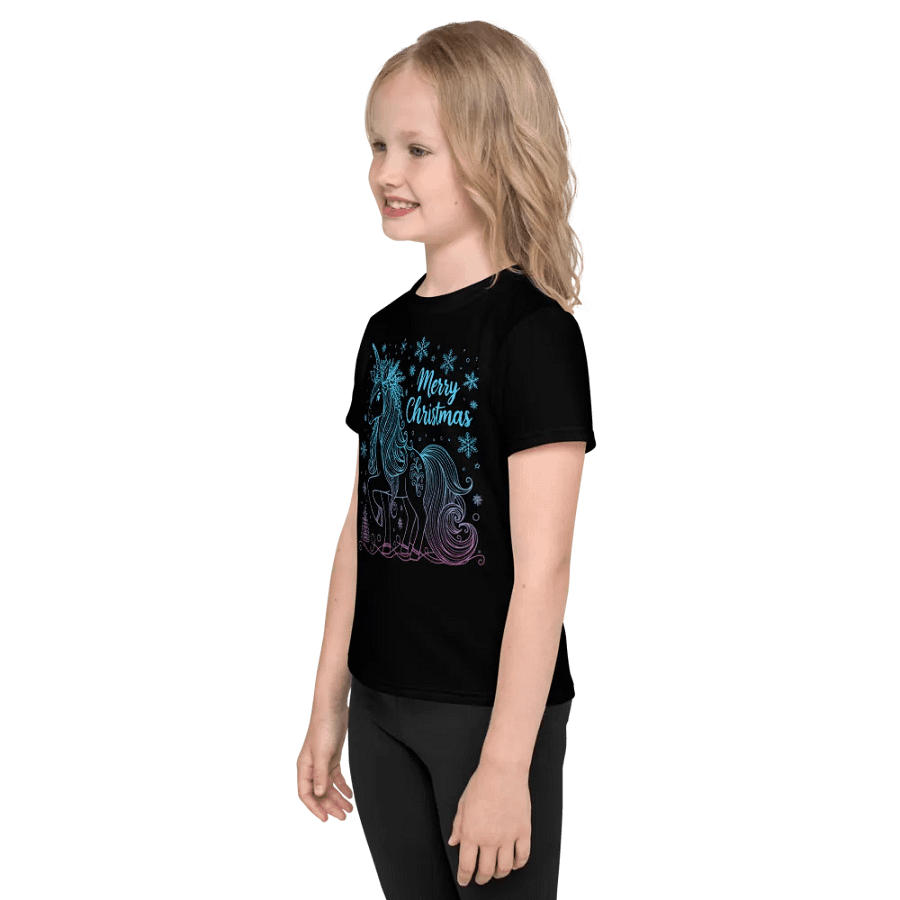 Merry Christmas Unicorn Kids T-Shirt Black product image (7)