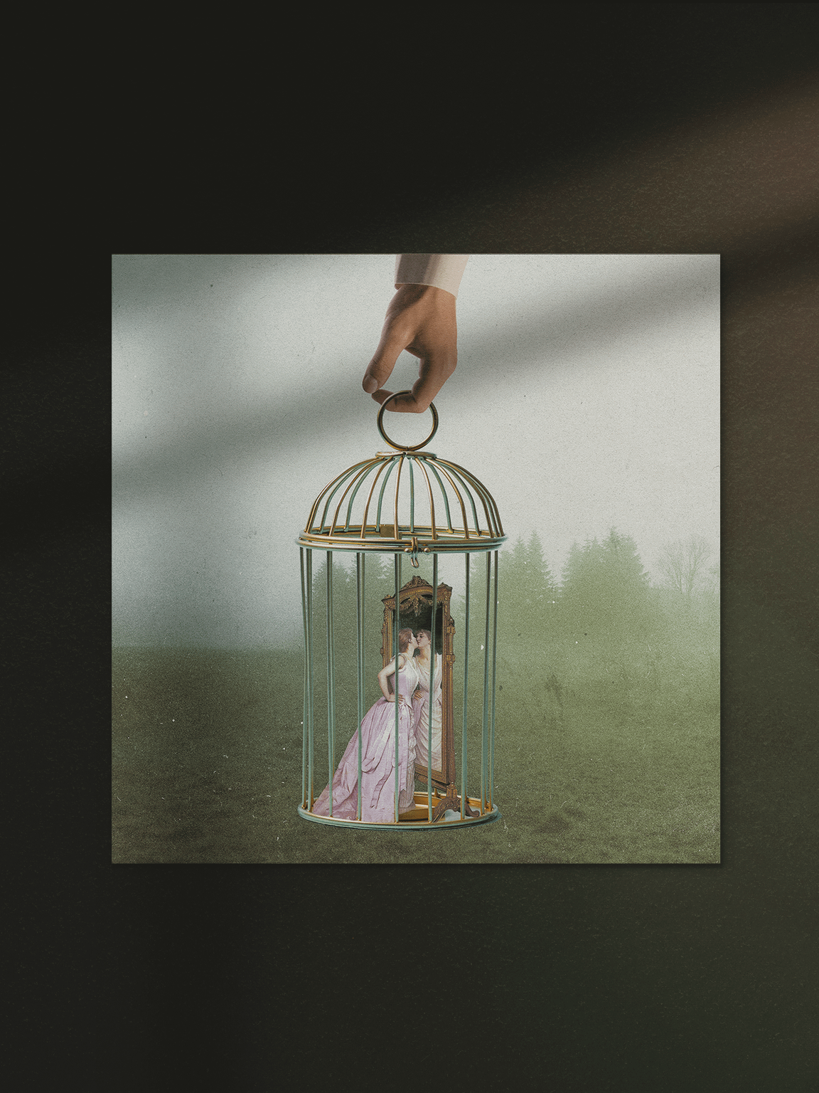 a shiny cage | square print product image (1)