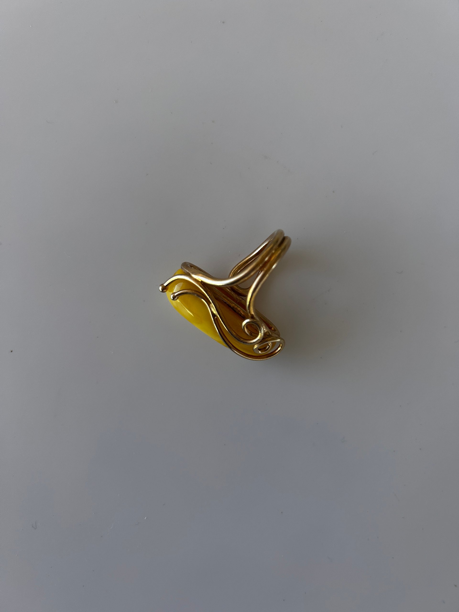 Baltic Egg Yolk Amber 925 Sterling Silver Swirl Design Adjustable Ring product image (3)