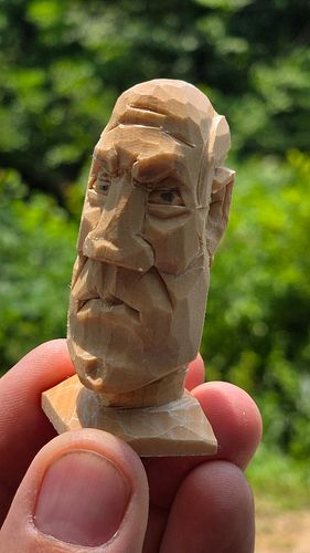 Tried to do a little Captain Picard caricature whittle on my lunch break.  I have a long way to go on finding likenesses I th...