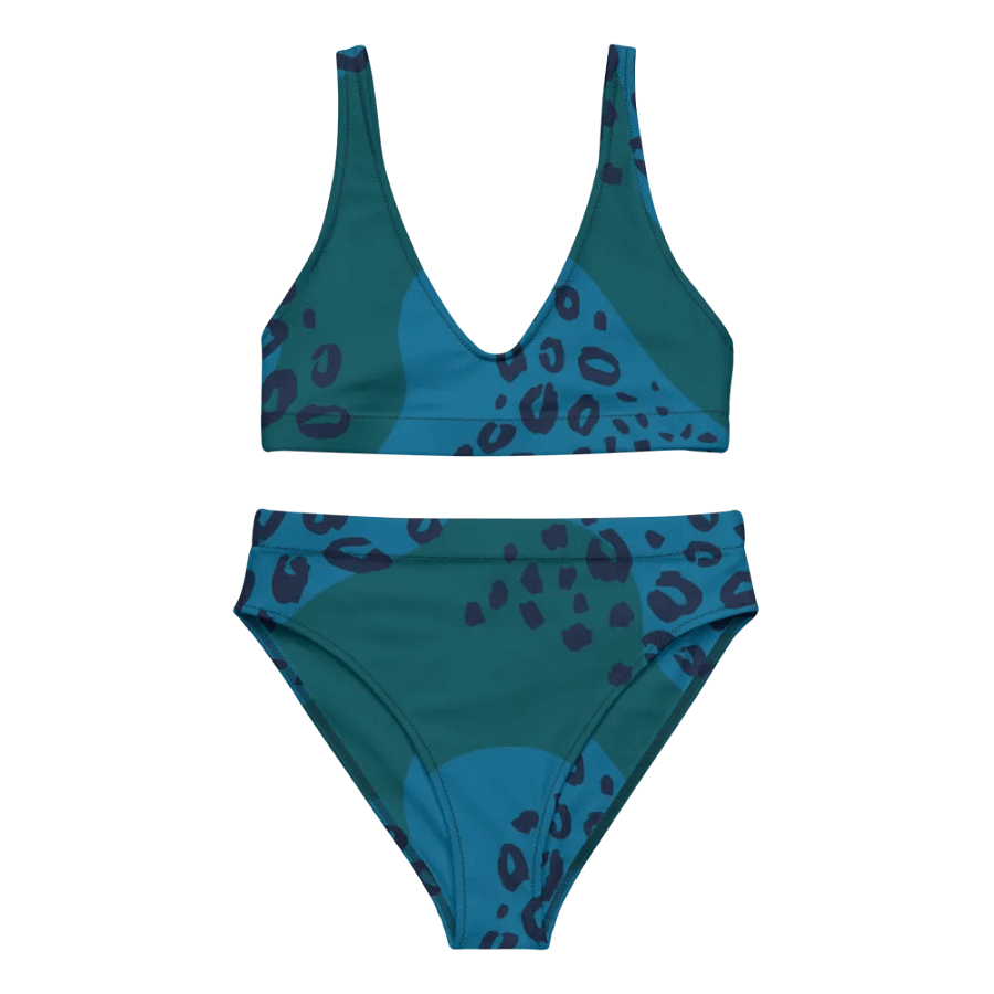 Teal Leopard Camo High-Waisted Bikini product image (4)