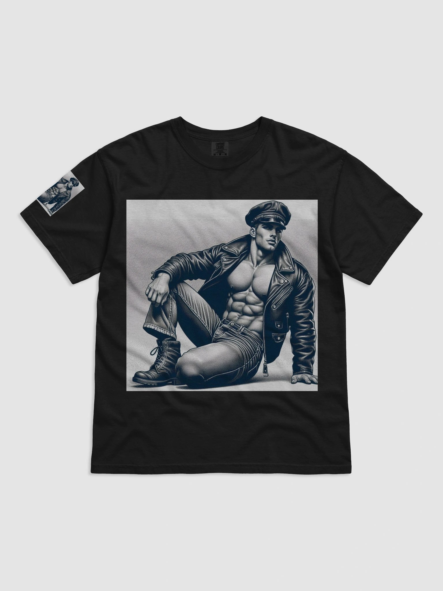 Pointillism 1940 Cool Trouble Tom of Finland Tribute Leather Bikers Pride Graphic Design T Shirt product image (1)