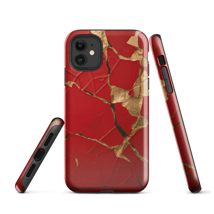 Elegant Red Kintsugi Tough iPhone Case product image (1)