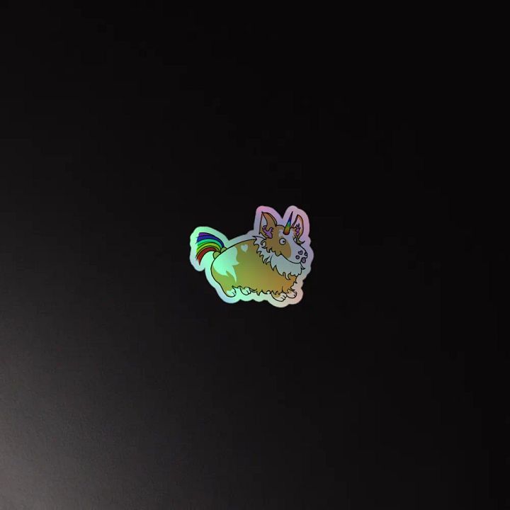 Whimsical Corgi Unicorn Holographic Sticker product image (4)