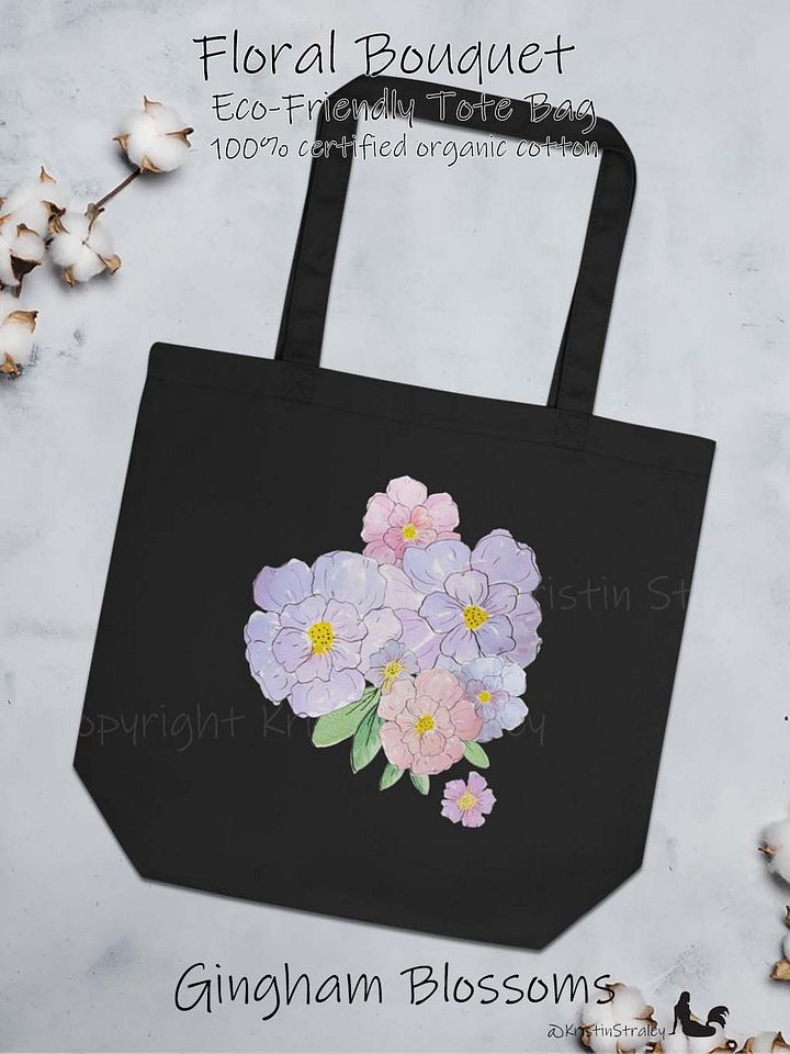 Gingham Blossoms - Lavender Watercolor Floral Bouquet Art Print product image (2)