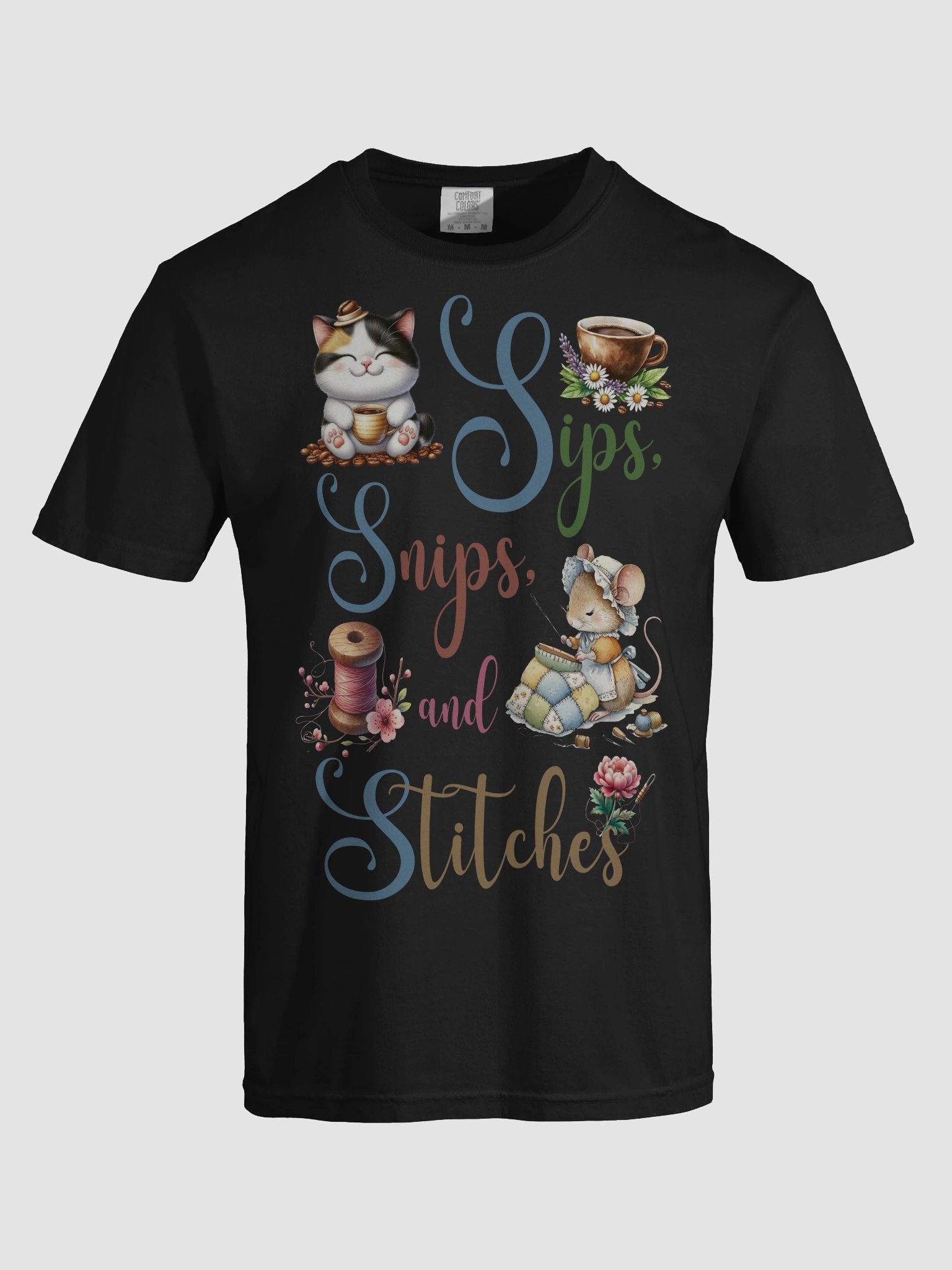 Sips Snips and Stitches Cat Lover T-Shirt product image (5)