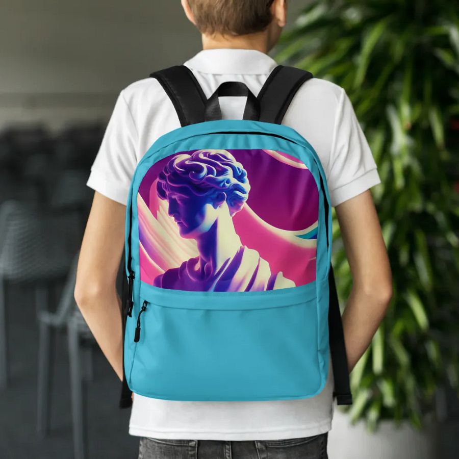 Greek God retrowave city Pop backpack Sky Blue product image (11)