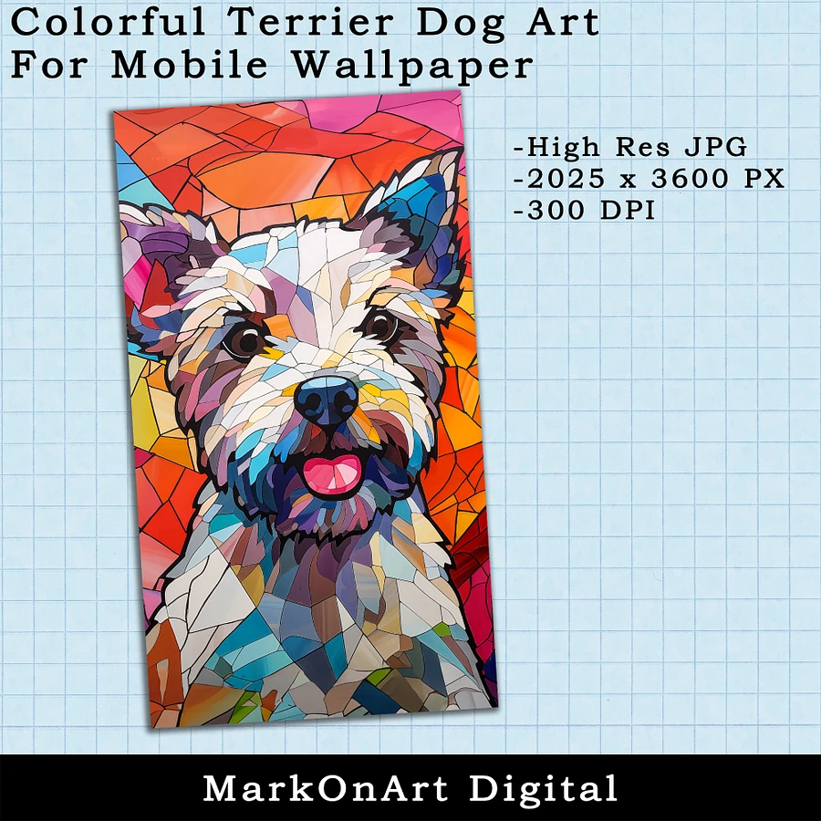 Colorful Terrier Dog For Mobile Phone Wallpaper or Lock Screen | High Res for iPhone or Android Cellphones product image (2)