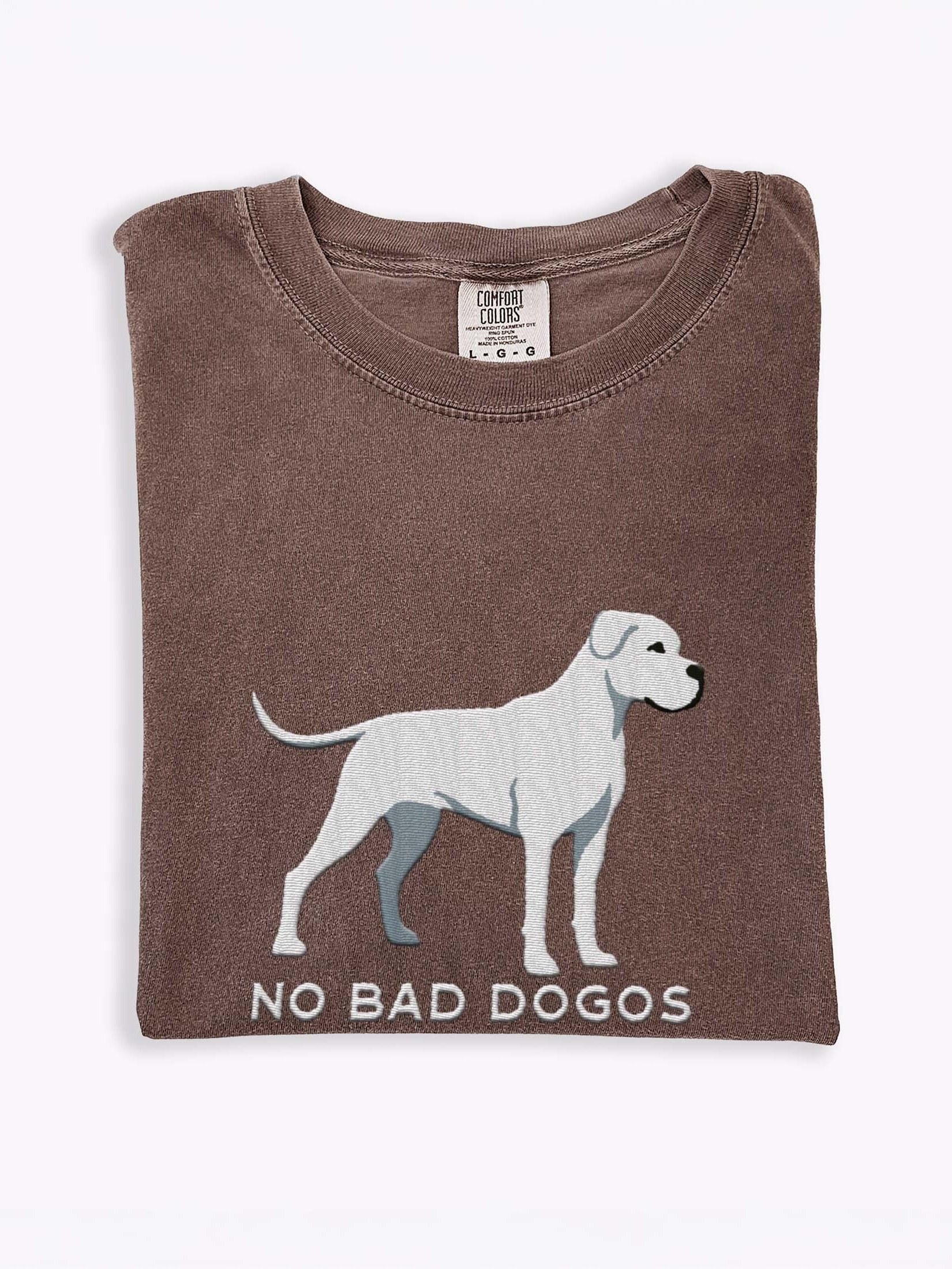 No Bad Dogos T-Shirt(Embroidered) of a Dogo Argentino(White) product image (1)