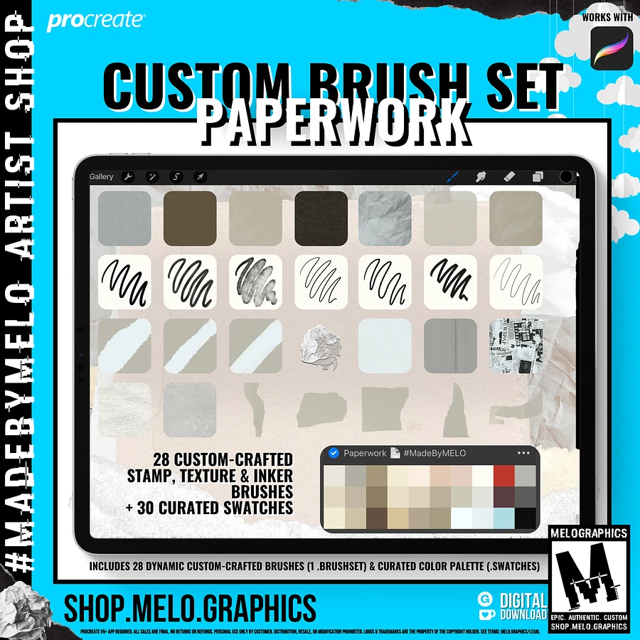 Paperwork Procreate Brush Set + Color Palette Bundle | #MadeByMELO product image (3)