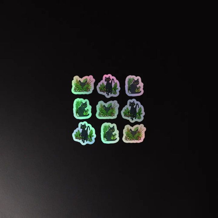 Holographic Foliage Cat Sticker Sheet product image (2)