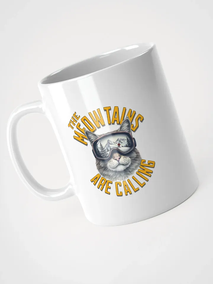 The Meowtains Are Calling Cat Skiing White Glossy Mug product image (2)