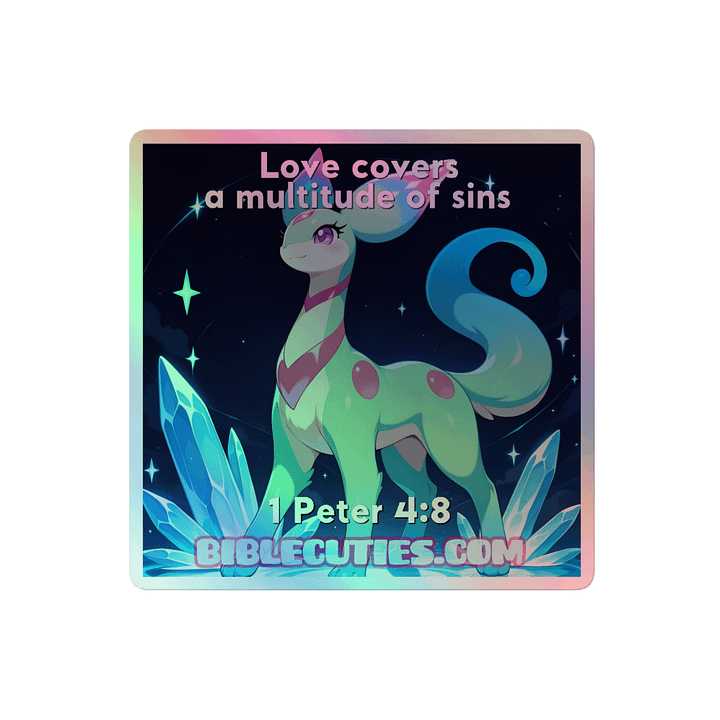 Bible Cuties Leah - Love covers a multitude of sins Holographic Sticker product image (2)