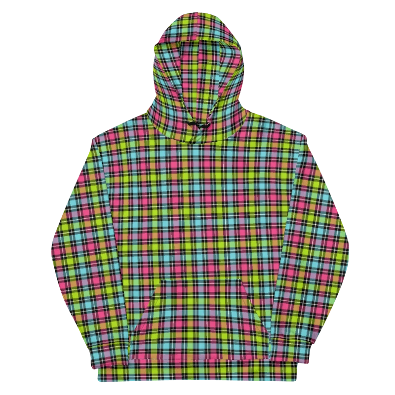 Neon Checkered Plaid Hoodie product image (6)