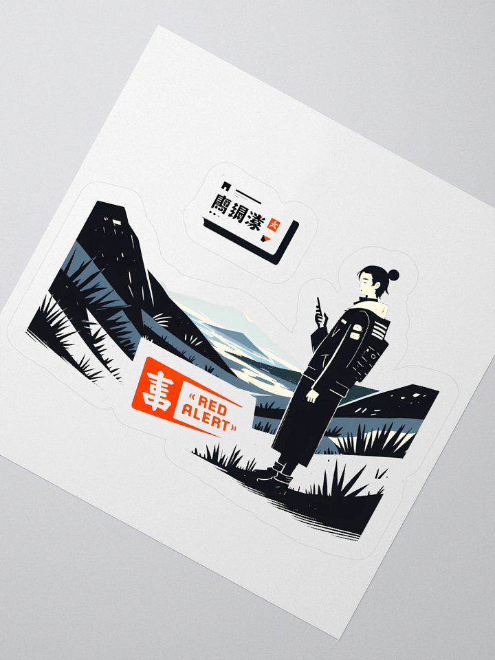 Red Alert Illustration – Mountain Warning Sign Art Print Sticker product image (5)