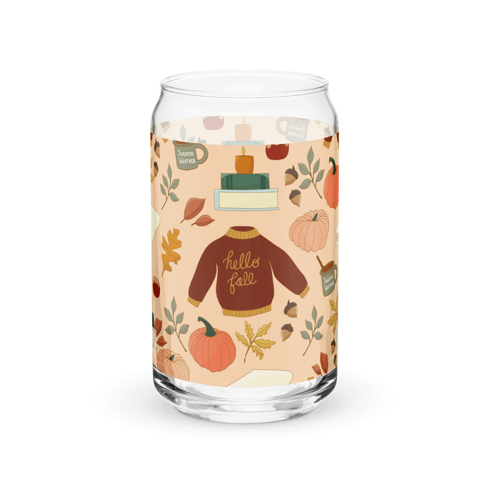 Cozy Fall Pattern Glass Tumbler product image (3)