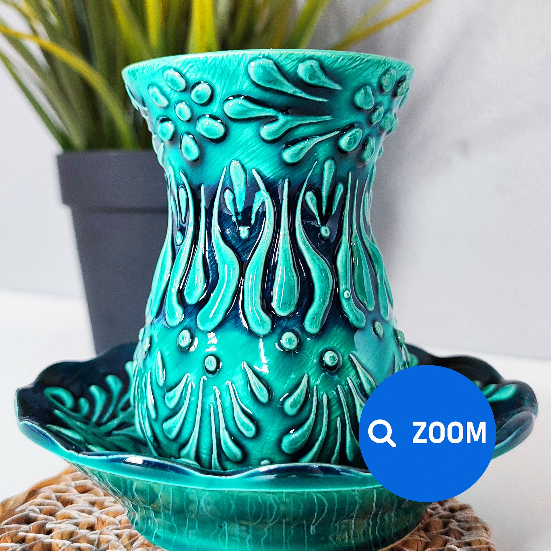 Ceramic tea cup, turquoise/green/emerald mug — handmade pottery, handmade ceramic, home decor, handmade gift, Turkish ceramic product image (5)