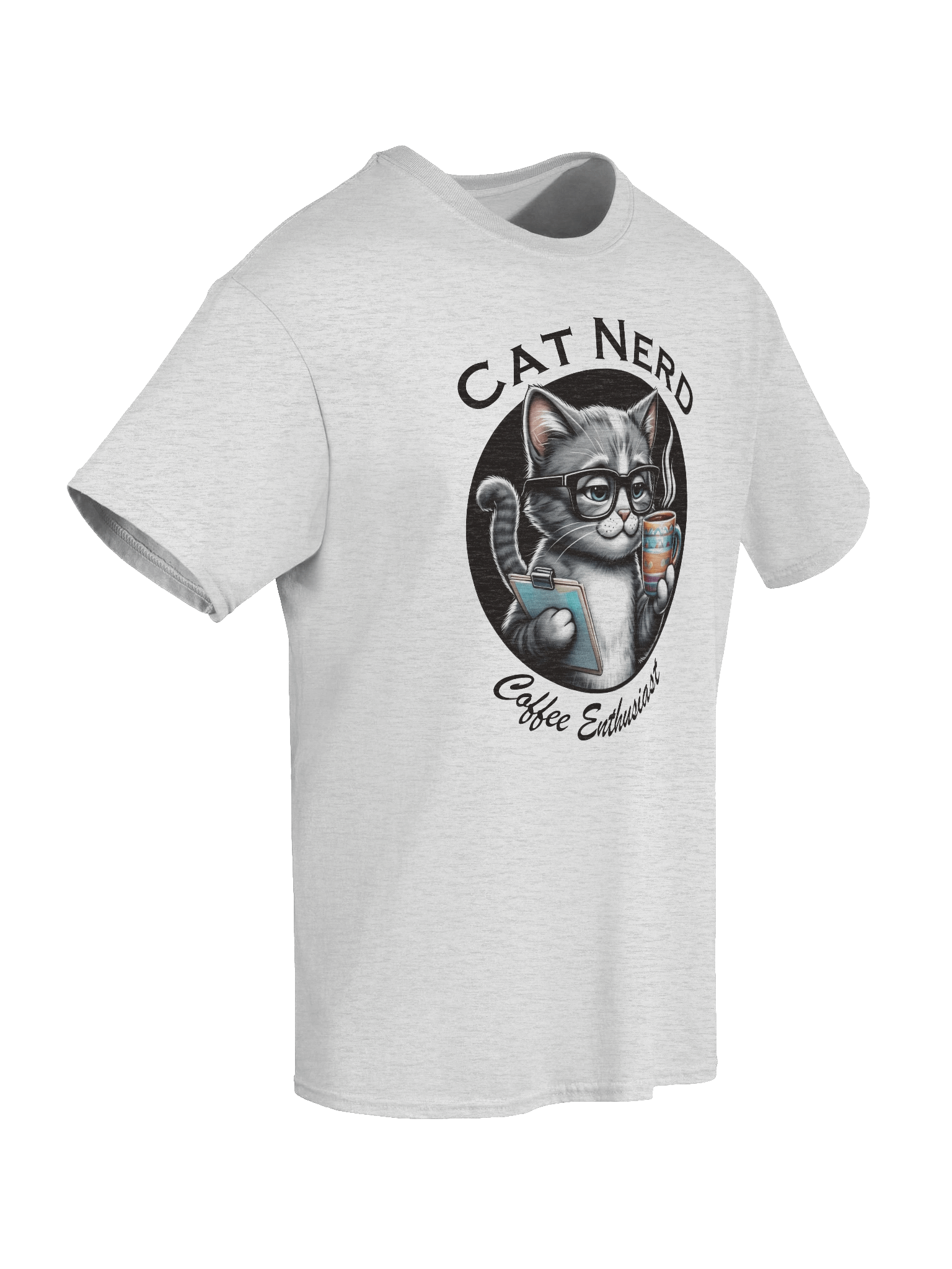 Cat Nerd Coffee Enthusiast Light Version Unisex Heavyweight Graphic T-shirt product image (2)