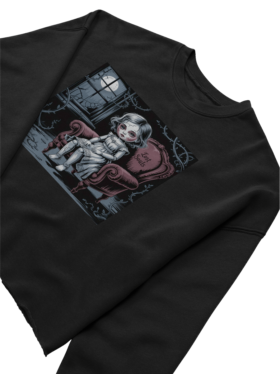 Lost Souls Women's Fleece Crop Sweatshirt - Black Gothic Doll Design by Midnight Veil Designs product image (5)