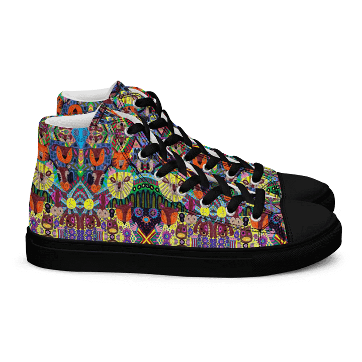 Abstract Doodle Art Animals Ladies High Top Canvas Shoes product image (2)