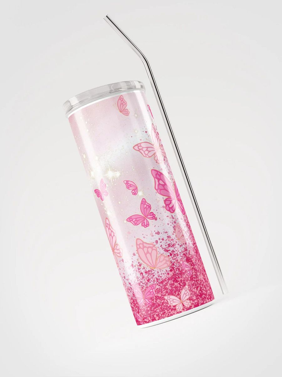 Flutter in Style with our Pink Butterfly Stainless Steel Tumbler! 🦋 product image (3)