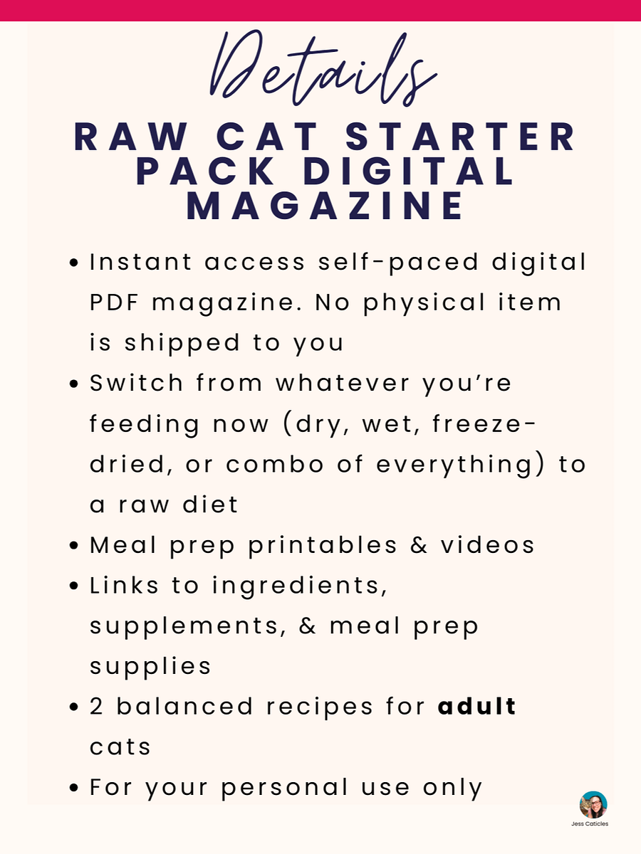 Raw Cat Starter Pack Digital Magazine ~ Simple Raw Feeding Cats PDF Guide with 2 DIY Raw Recipes for Beginners product image (6)